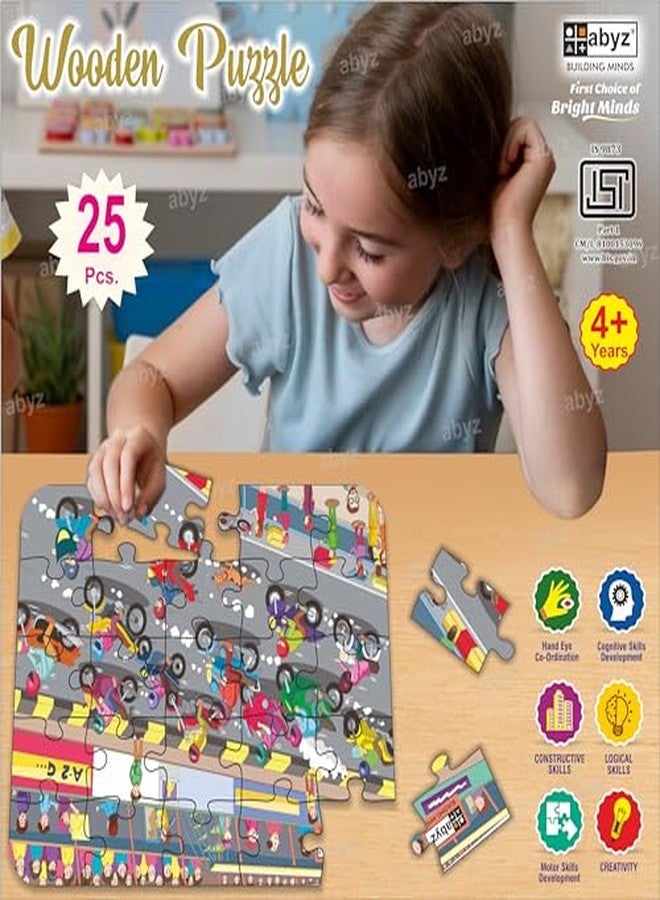 ABYZ Wooden Jigsaw Puzzle - Bike Racing Playset for Fun Educational & Little Explorers, 25-Pieces & Pack of 5 Fun Games with Multicolor | Birthday Gift for (4-6 Years) Age Kids. - Image 5